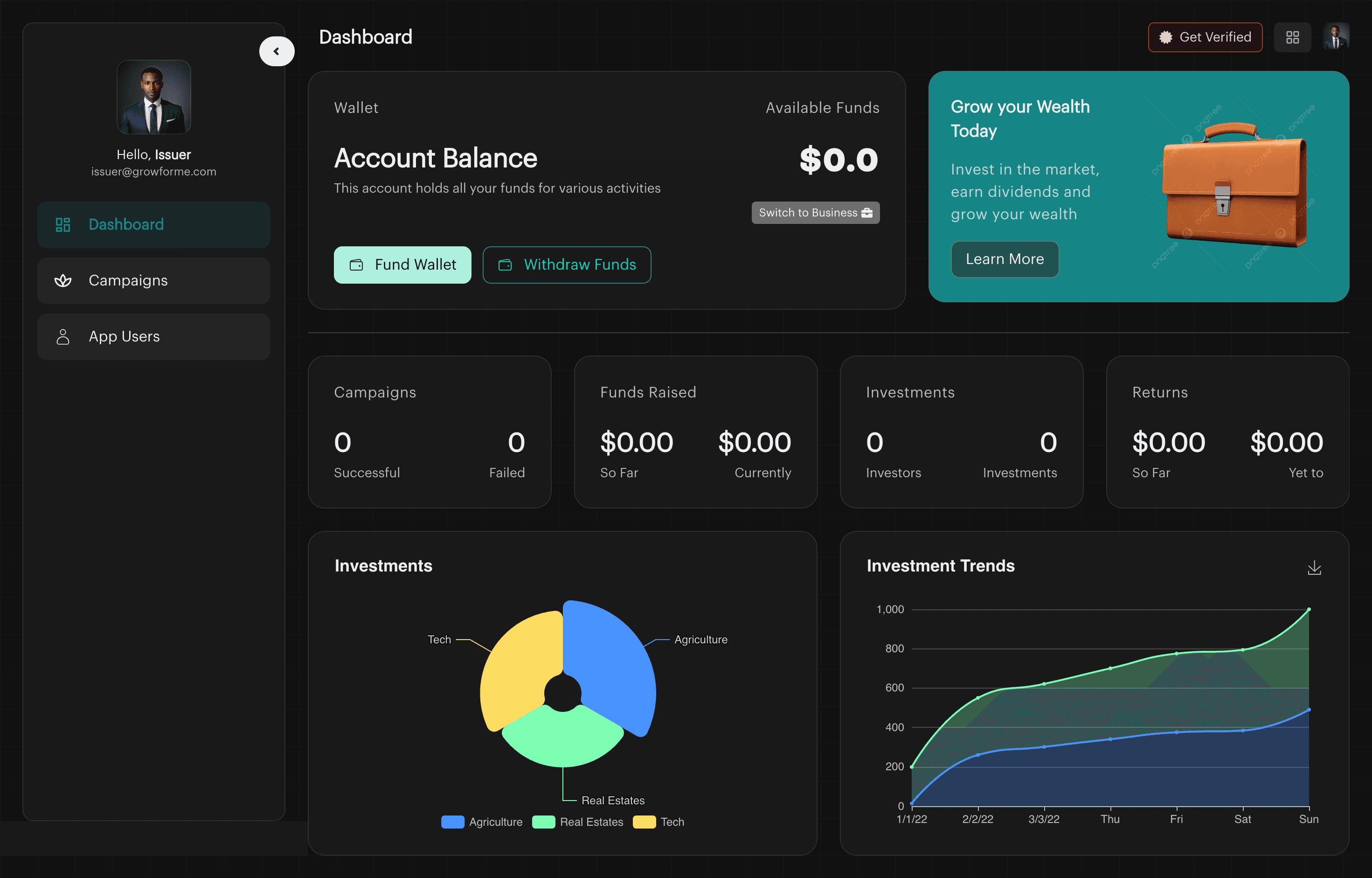 Dashboard interface screenshot